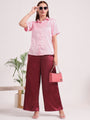 Women's European Satin Flared Pleated Trouser