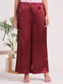 Women's European Satin Flared Pleated Trouser