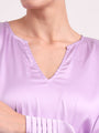 Women's European Satin V Neck Long Sleeve Top