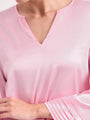Women's European Satin V Neck Long Sleeve Top