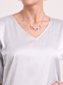 Women's  European Satin-Finish, V-Neck Top
