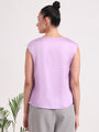 Women's European Satin Solid Crew Neck Top