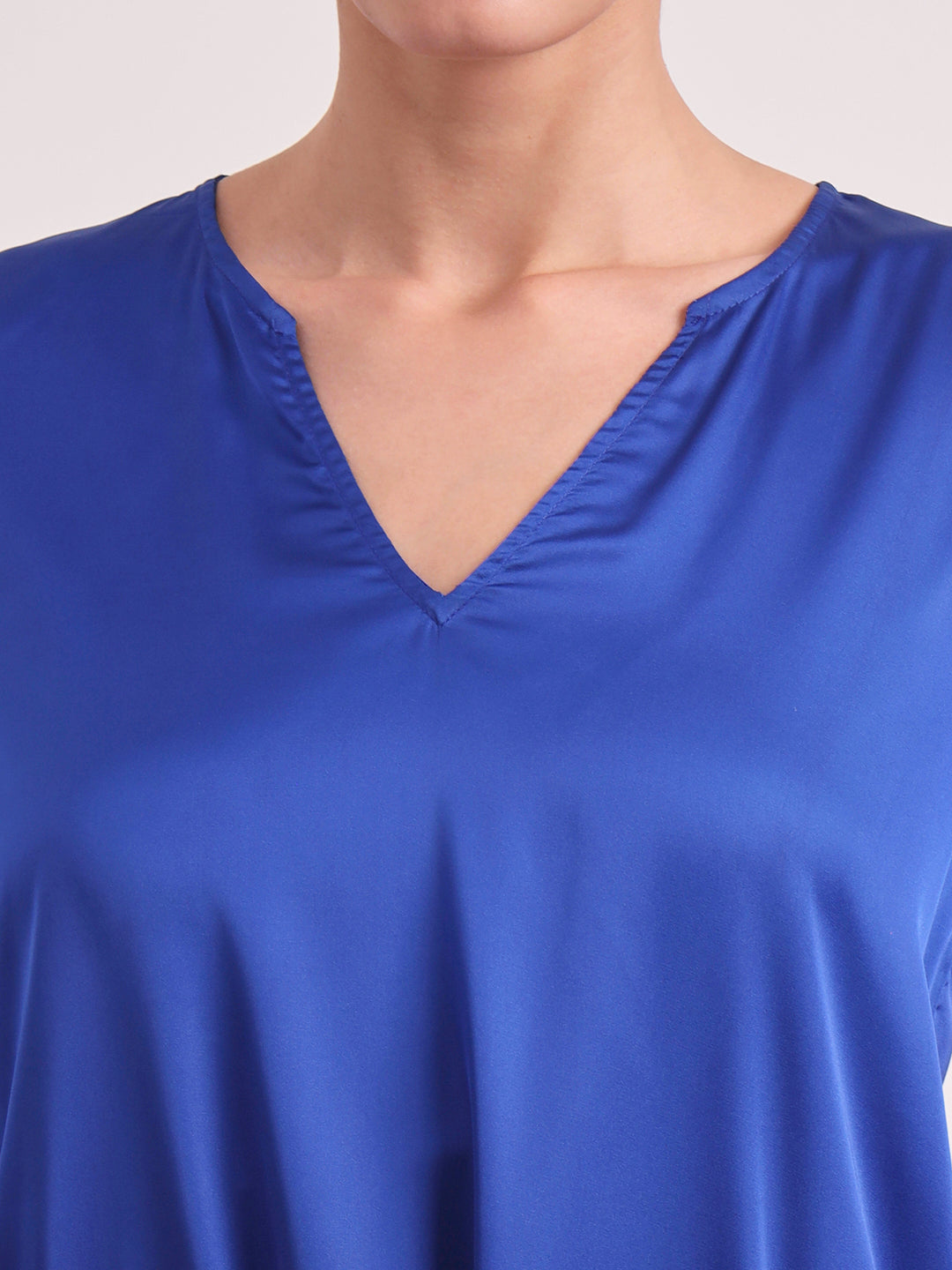 Women's European Satin V Neck Long Sleeve Top