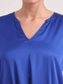 Women's European Satin V Neck Long Sleeve Top