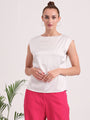 Women's European Satin Solid Crew Neck Top