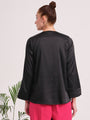 Women's European Satin V Neck Long Sleeve Top