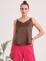 Women's European Satin V-Neck Sleeveless Top