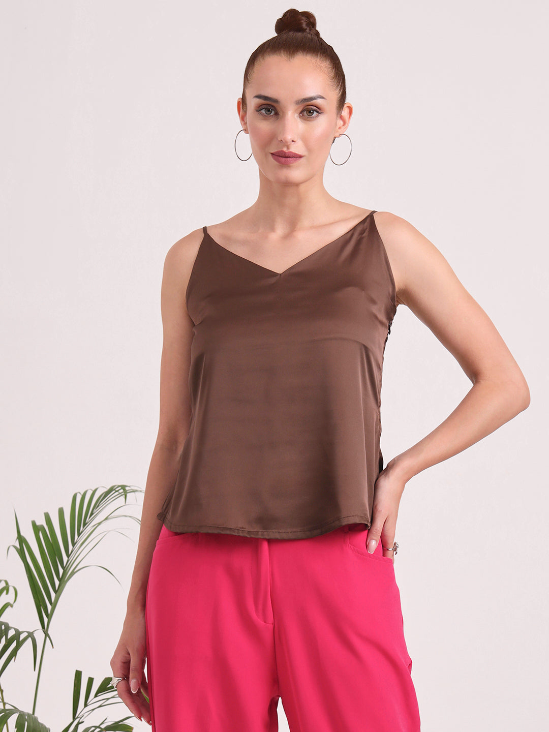 Women's European Satin V-Neck Sleeveless Top