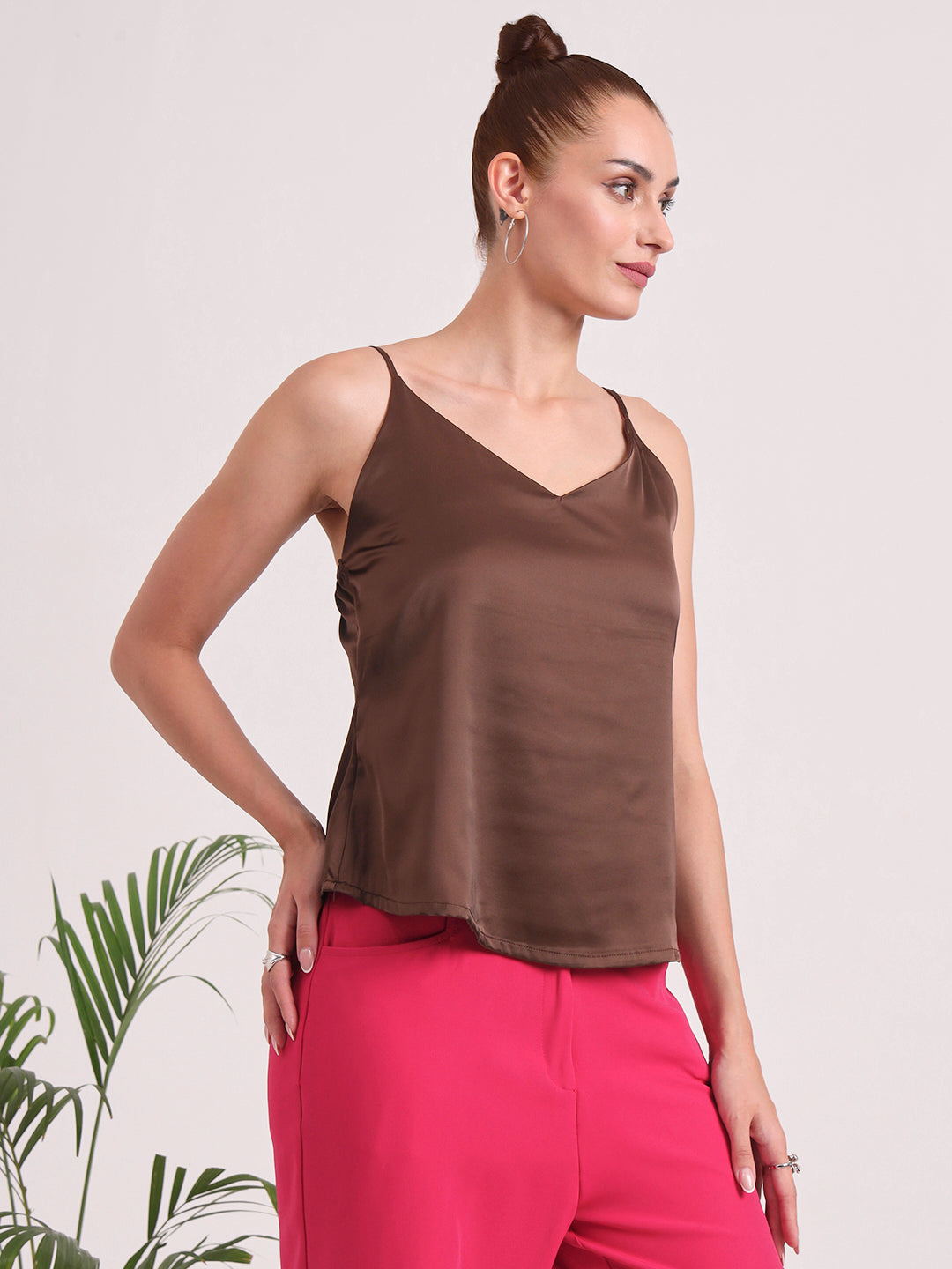 Women's European Satin V-Neck Sleeveless Top