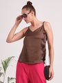 Women's European Satin V-Neck Sleeveless Top