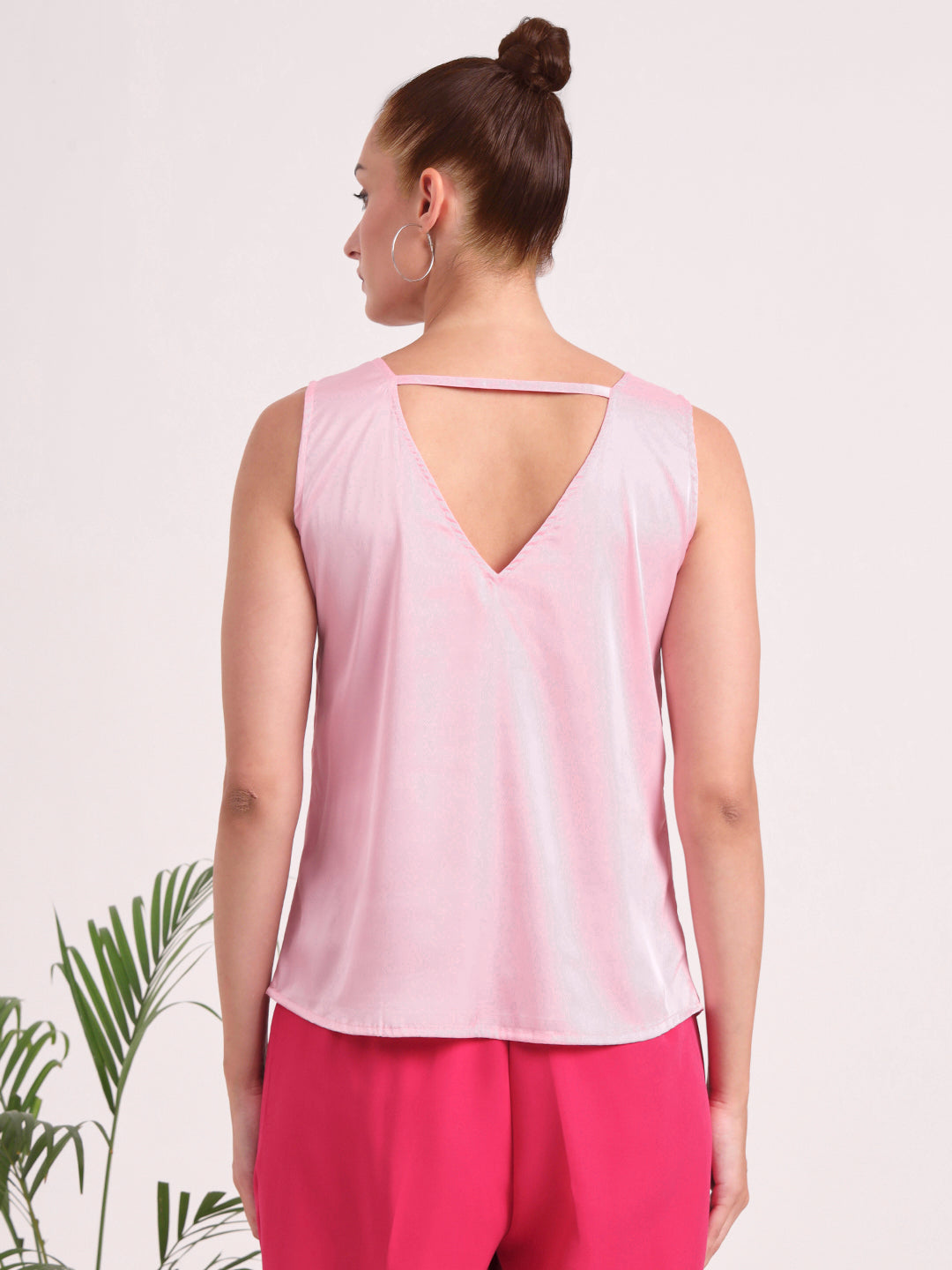 Women's European Satin V Neck Sleeveless Top