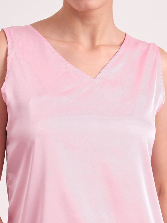 Women's European Satin V Neck Sleeveless Top