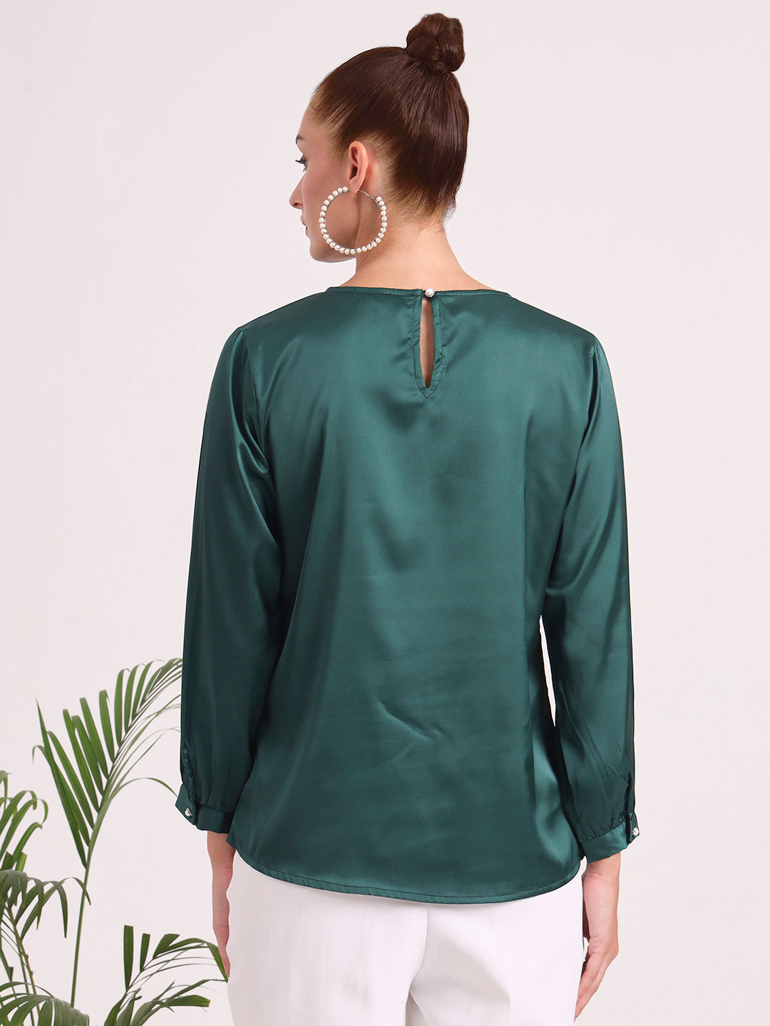 Women's European Satin Bishop Sleeves Top