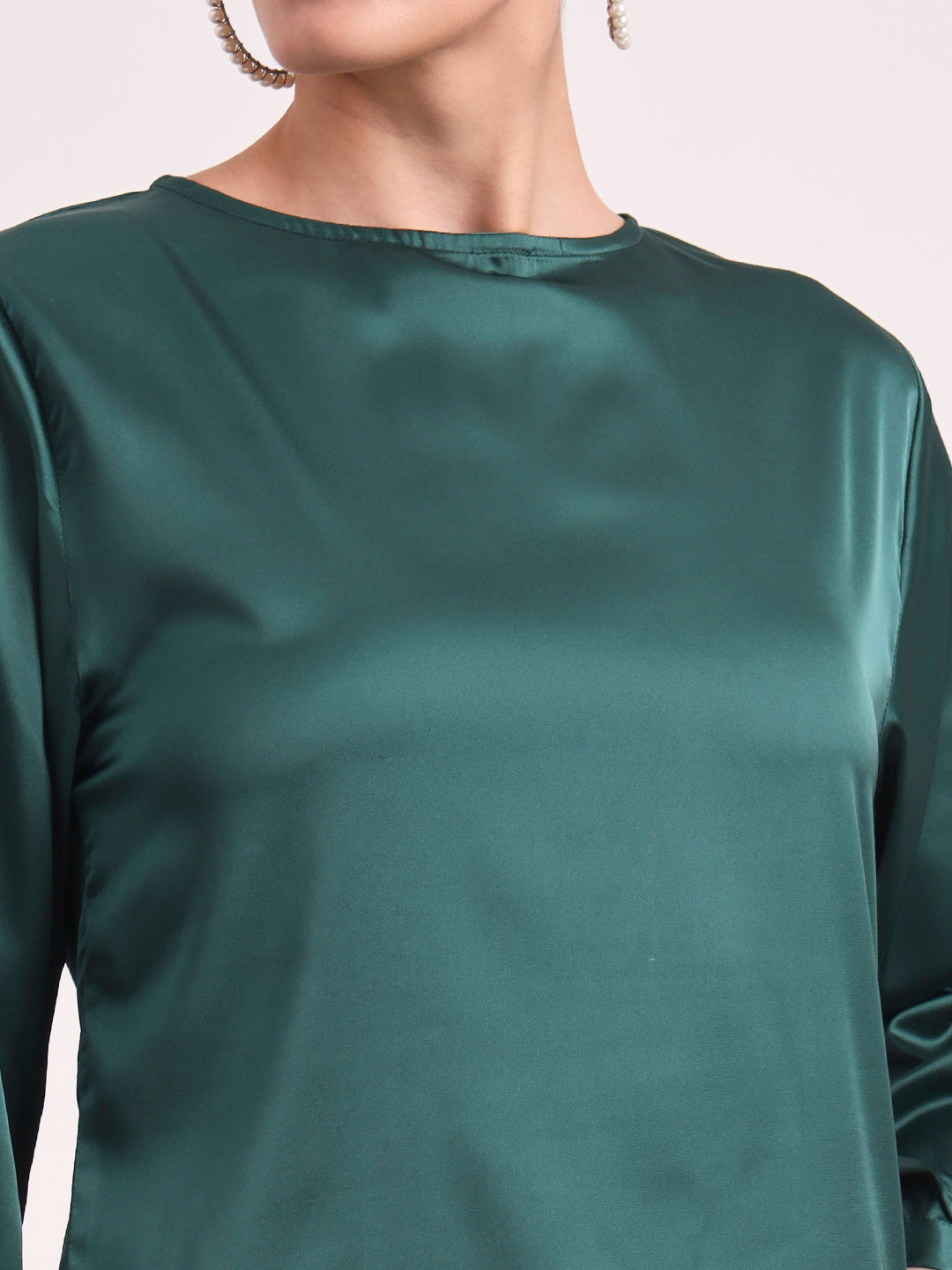 Women's European Satin Bishop Sleeves Top