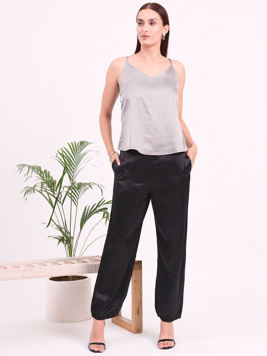 Women's European Satin V-Neck Sleeveless Top