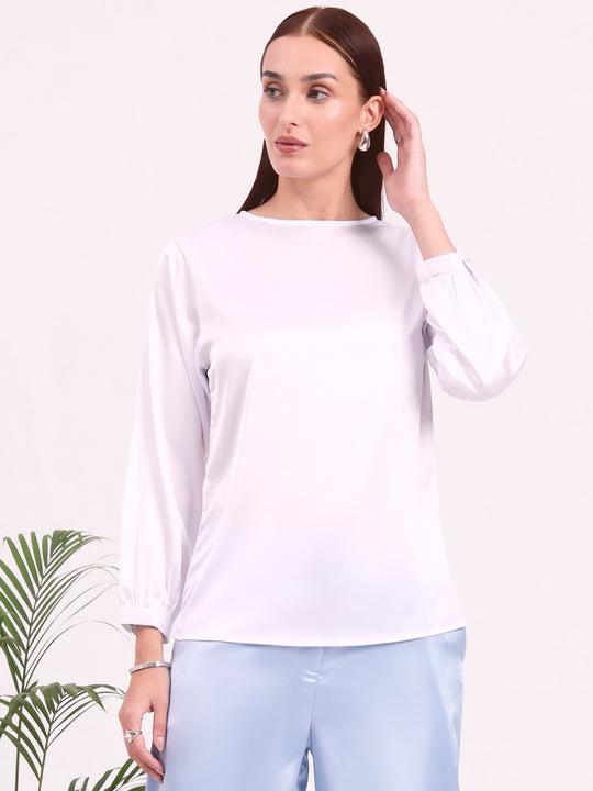 Women's European Satin Bishop Sleeves Top