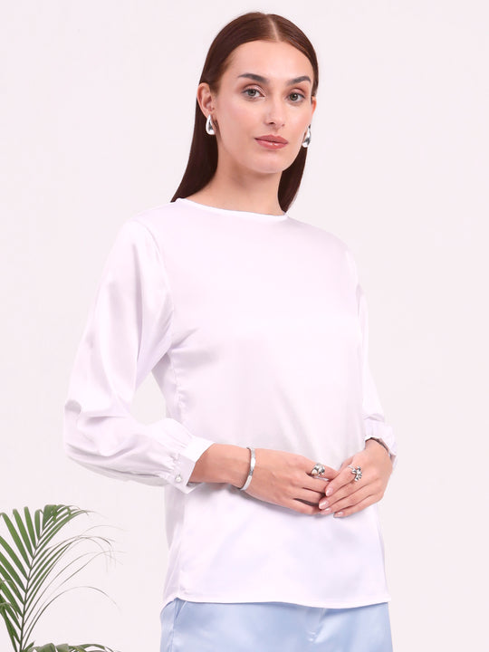 Women's European Satin Bishop Sleeves Top