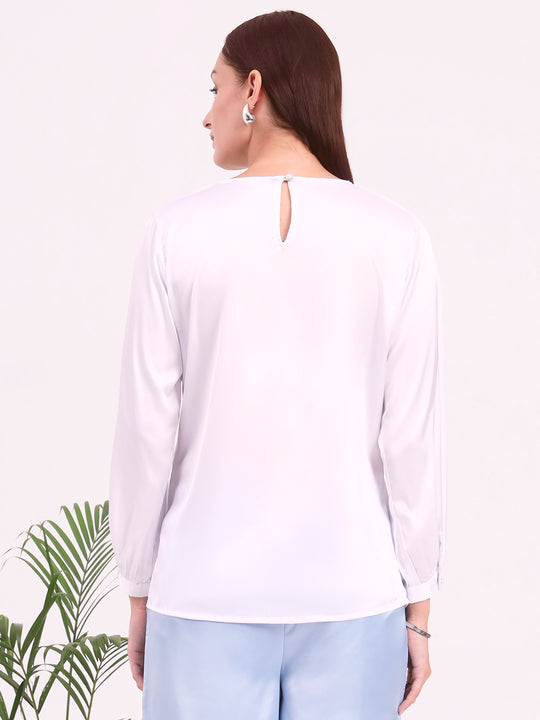 Women's European Satin Bishop Sleeves Top