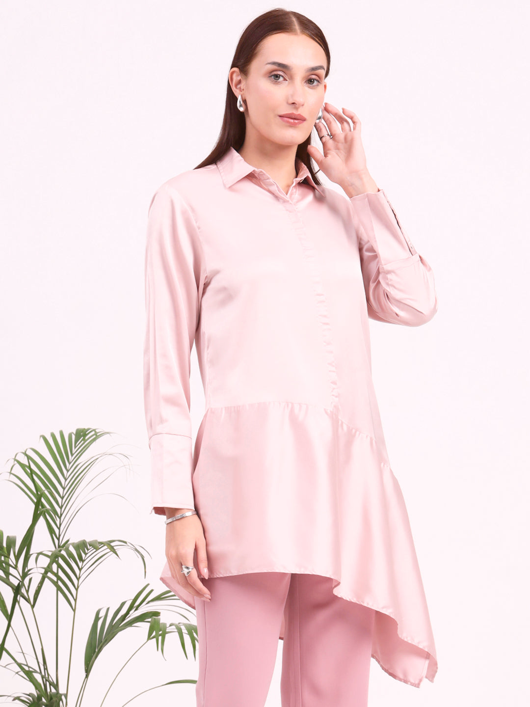 Women'S European Satin A Symetrical Shirt Top