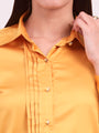 Tailored Fit European Satin Shirt With Pleated Placket