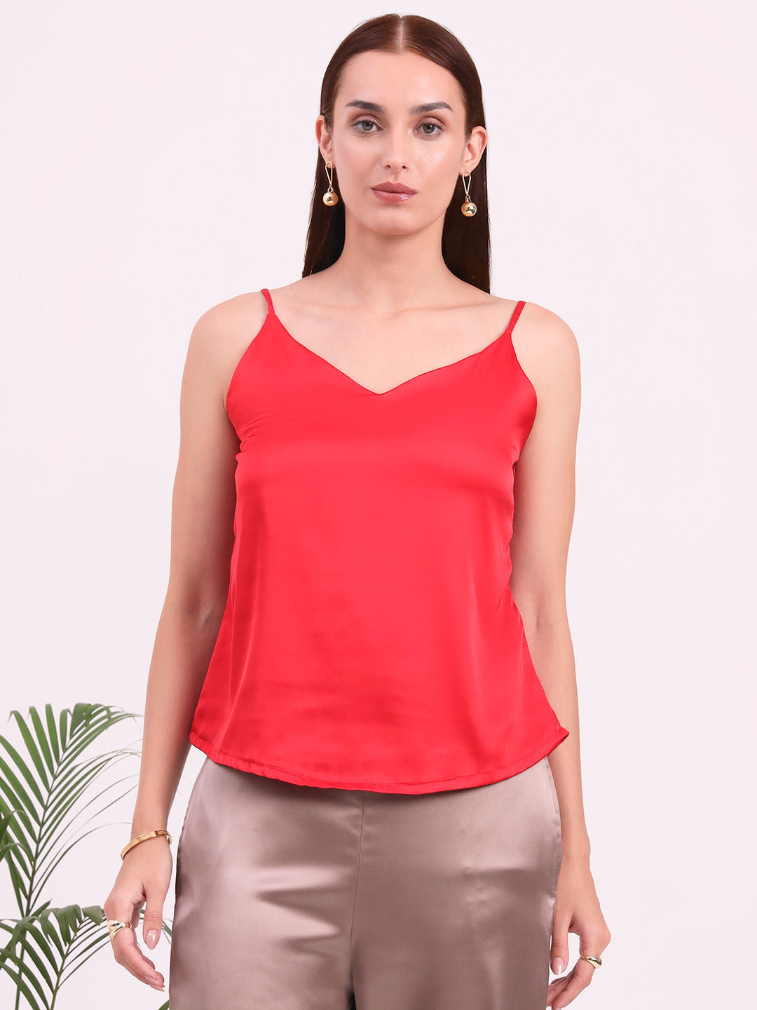 Women's European Satin V-Neck Sleeveless Top