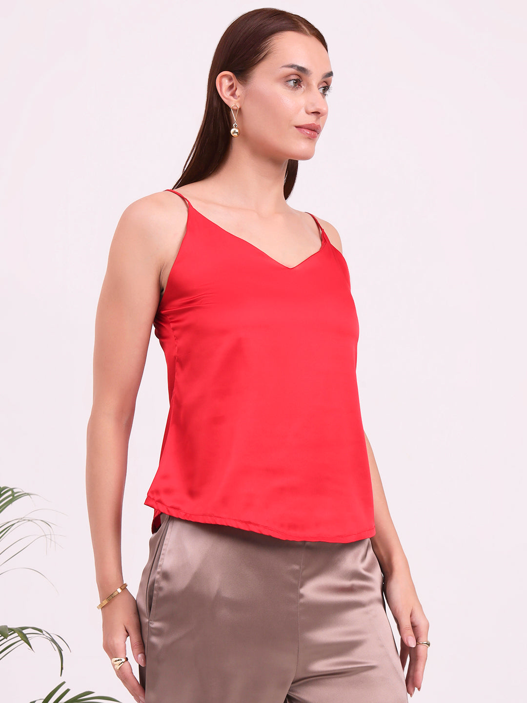 Women's European Satin V-Neck Sleeveless Top