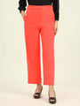 Women'S Luxury Banana Crepe Flame Straight Fit Flap Pocket Trouser