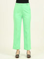 Women'S Luxury Banana Crepe Screamin Green Straight Fit Flap Pocket Trouser