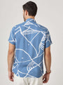 Blue And White Abstract Print Premium Rayon Shirt