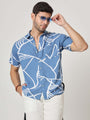 Blue And White Abstract Print Premium Rayon Shirt