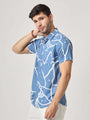 Blue And White Abstract Print Premium Rayon Shirt