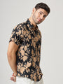 Black And Brown Floral Print Premium Cotton Shirt