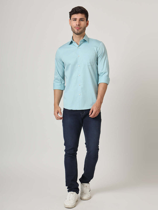 Premium Cotton Satin Sky Blue Shirt