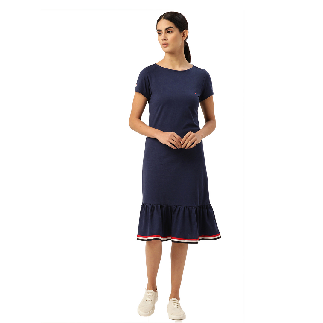 WOMENS PREMIUM COTTON HALF SLEEVE FLARED DRESSES