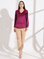 Summer Satin Deep Plum Peter Pan Collar Top
