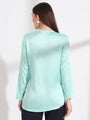 Summer Satin Mint Green Mandarin Collar Button Tunic