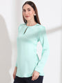 Summer Satin Mint Green Mandarin Collar Button Tunic