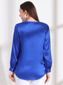 Summer Satin Royal Blue Peter Pan Collar Top