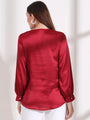 Summer Satin Maroon Peter Pan Collar Top
