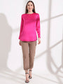 Summer Satin Magenta Mandarin Collar Button Tunic