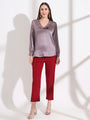 Summer Satin Mauve Peter Pan Collar Top