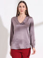 Summer Satin Mauve Peter Pan Collar Top