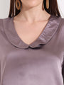 Summer Satin Mauve Peter Pan Collar Top