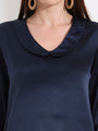 Summer Satin Navy Peter Pan Collar Top