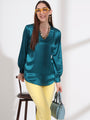 Summer Satin Peacock Peter Pan Collar Top