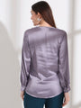 Summer Satin Bluish Grey Peter Pan Collar Top