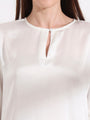 Summer Satin Off White Mandarin Collar Button Tunic