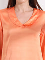 Summer Satin Crimson Orange Peter Pan Collar Top