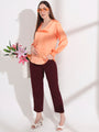 Summer Satin Crimson Orange Peter Pan Collar Top