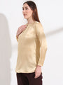 Summer Satin Gold Mandarin Collar Button Tunic